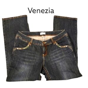 𝅺VENEZIA Lane Bryant stretch Mid-rise straight leg embellished pockets sz…